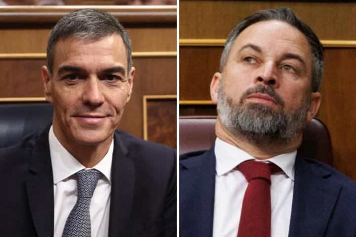 Foto de archivo del presidente del Gobierno, Pedro Sánchez y el líder del partido Vox, Santiago Abascal.